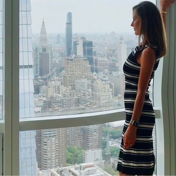 GIVENCHY Bodycon Midi Dress. Black, White and Red Stripes. Size Small - Picture 9 of 10